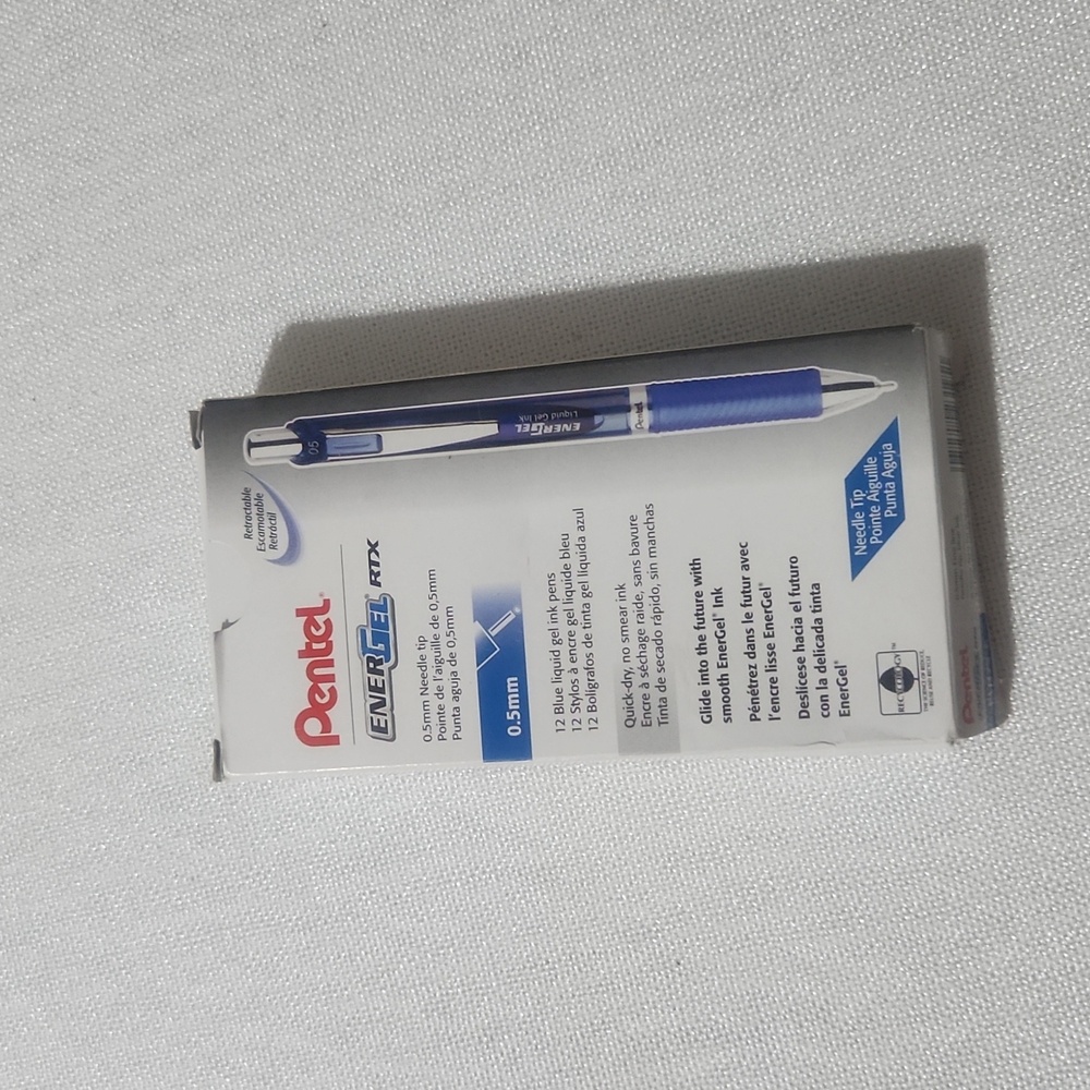 Pens EnerGel RTX Pentel needle tip 0.5 blue liquid INk BLN75-C quick dry lot 12